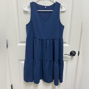 Sleeveless Navy Blue Tiered Dress